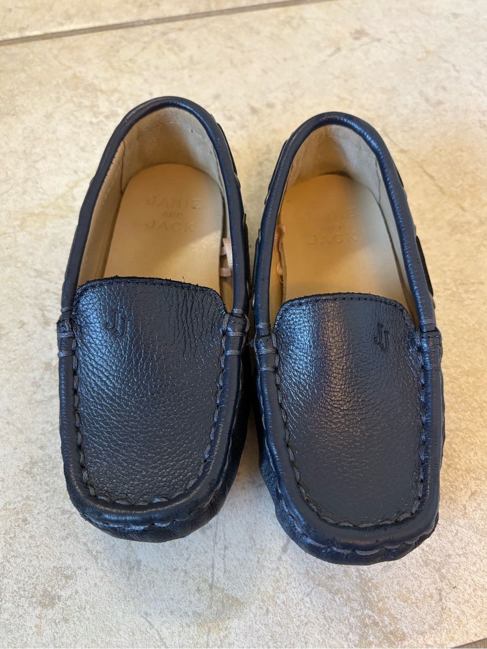 Janie and Jack Navy Leather Moccasin/ Loafer Slip-Ons